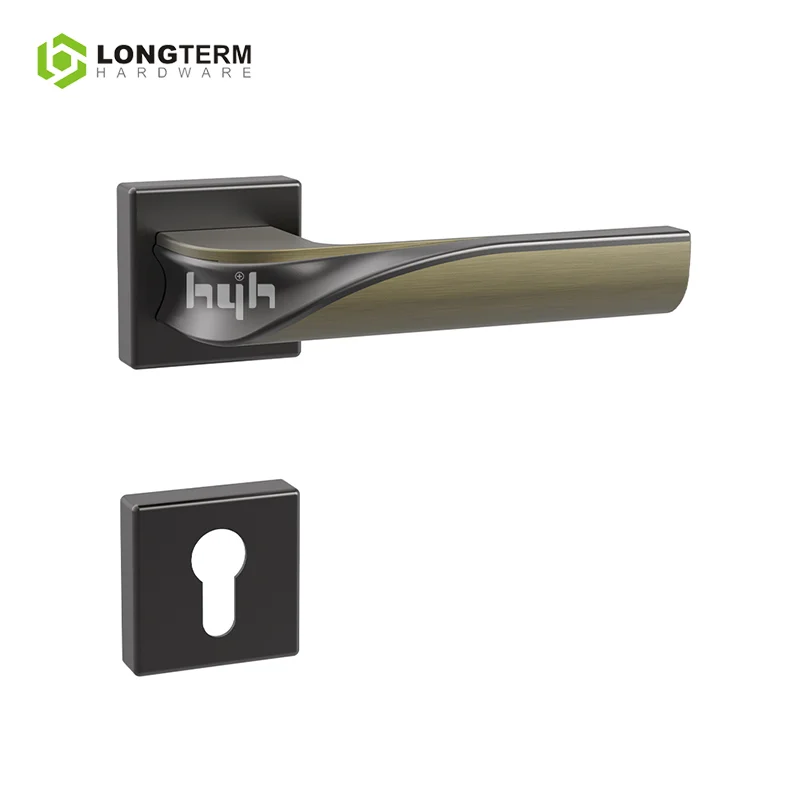 Zinc Alloy Patent Design Door Locks and Handles Luxury Modern Rose Gold Square Rosette Door Handle Privacy Door Lock for Bedroom