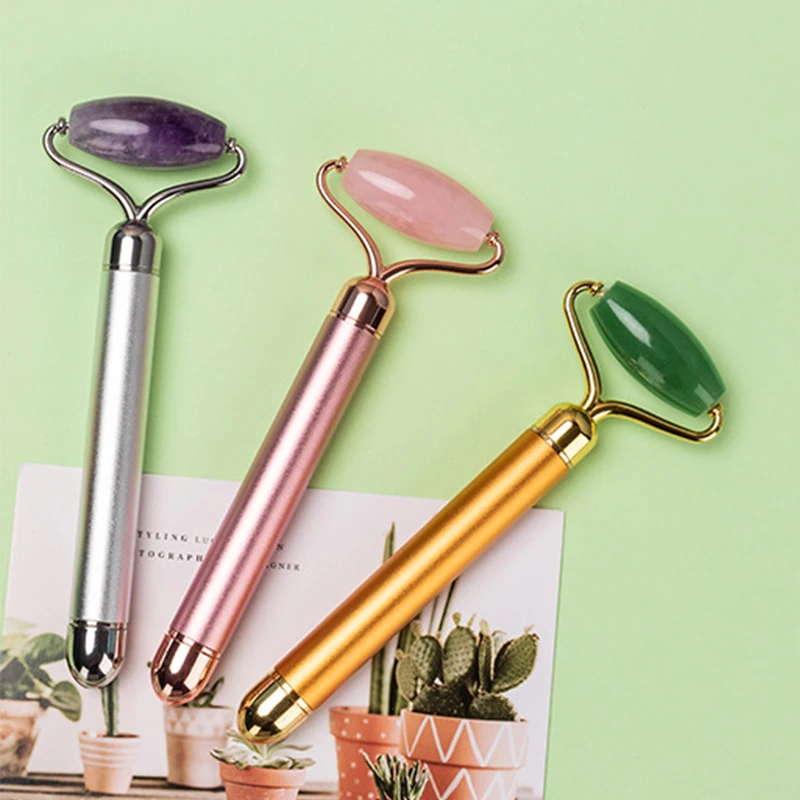 Wholesale natural dream amethyst double head facial massager jade roller