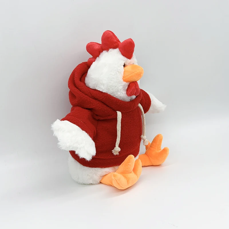 Sublimation Customized logo soft Rooster plush toys with hoodies stuffed animal chicken with cloth plush toys Home Decorate