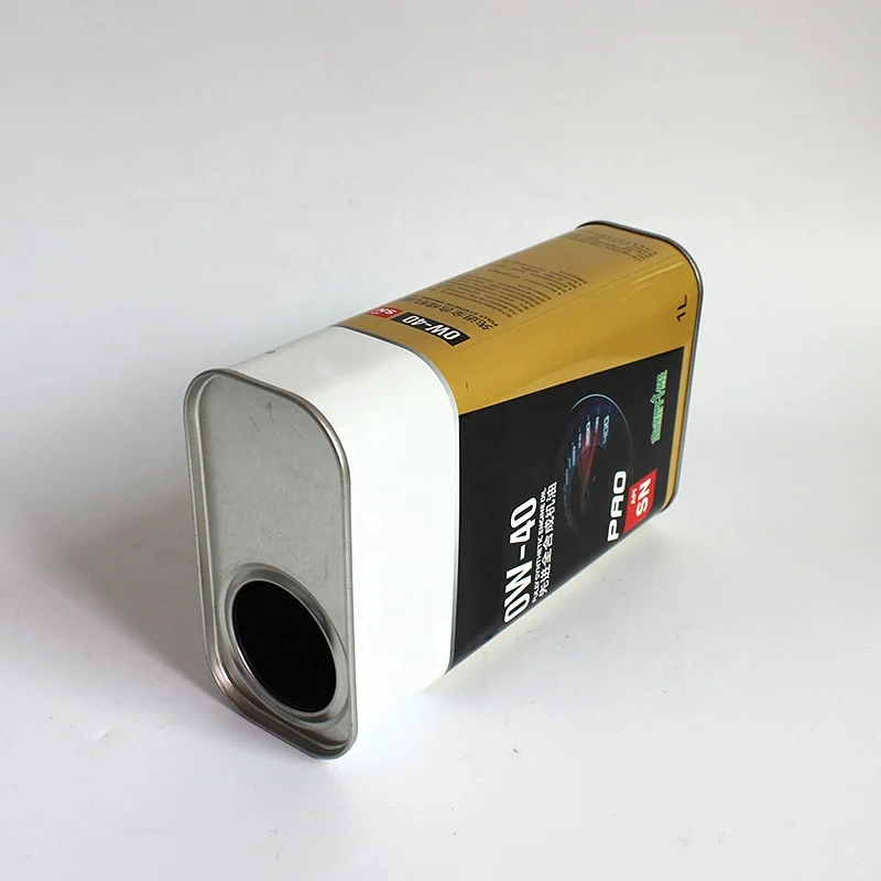 China Factory Rectangle 1 Quart Oil Lubricant Tinplate Bottle 1L Metal Motor Oil Tin Can