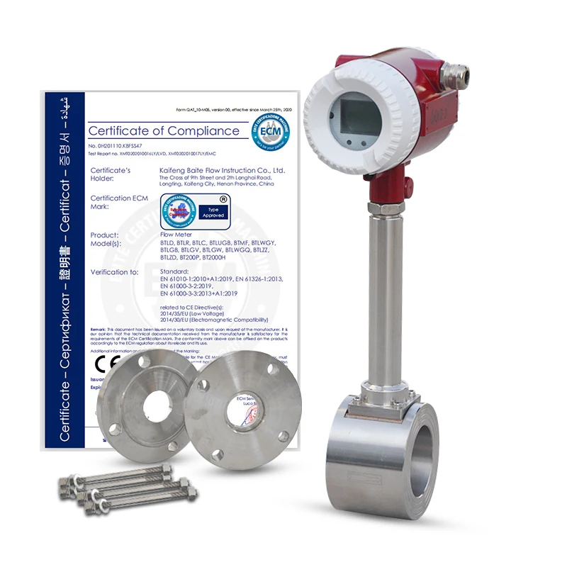 Atex approved stainless steel DN100 lugb rs485 modbus air vortex flow meter