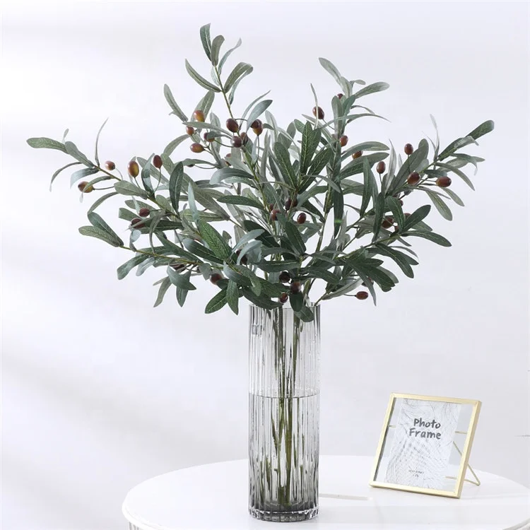 O-348 Green Artificial Olive Branch with fruit/berry Artificial Plant Oliver Tree Plants For Garden Decor Large Oliver Trees