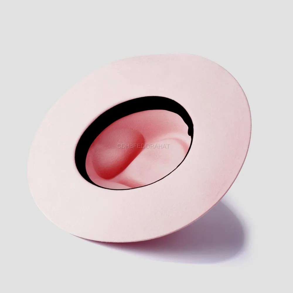 Fashion Pink Felt Fedora Hats Pure Australian Wool Wide Brim Fedora Hat For Women