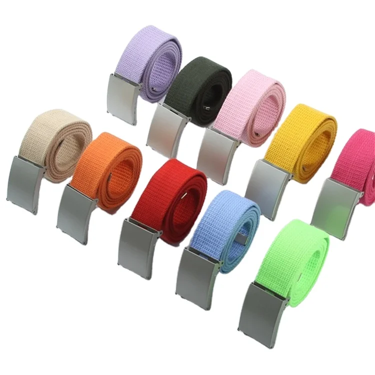 Женский тканый ремень без зуба с автоматической пряжкой, повседневный тканый нейлоновый ремень унисекс сплошного цвета, белый сплав, 100% хлопок