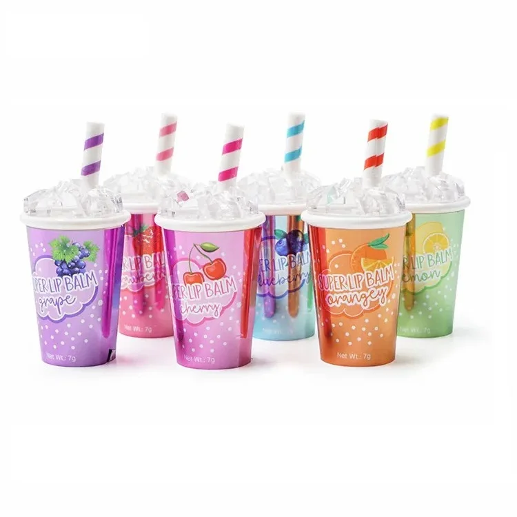 Private Label Lip Balm Customize LOGO Color Flavor Cute Ice Cream Lip Balm with Cup Shape For Kids Lip Balm