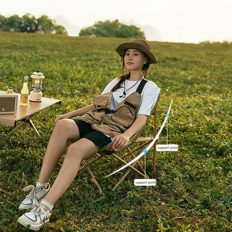 Wholesale Outdoor Camping High Back Moon Chair Camping Moon Chair Armrest Folding Camping Chair