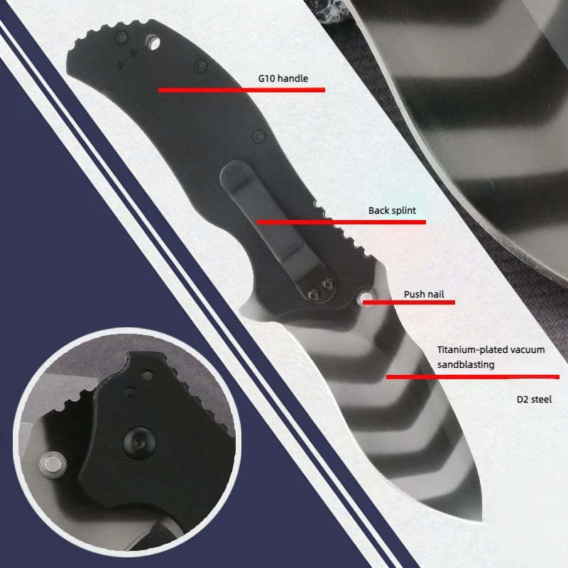 Small Full Black Outdoor Pocket Tactical Camping Folding Knife Fishing Knife