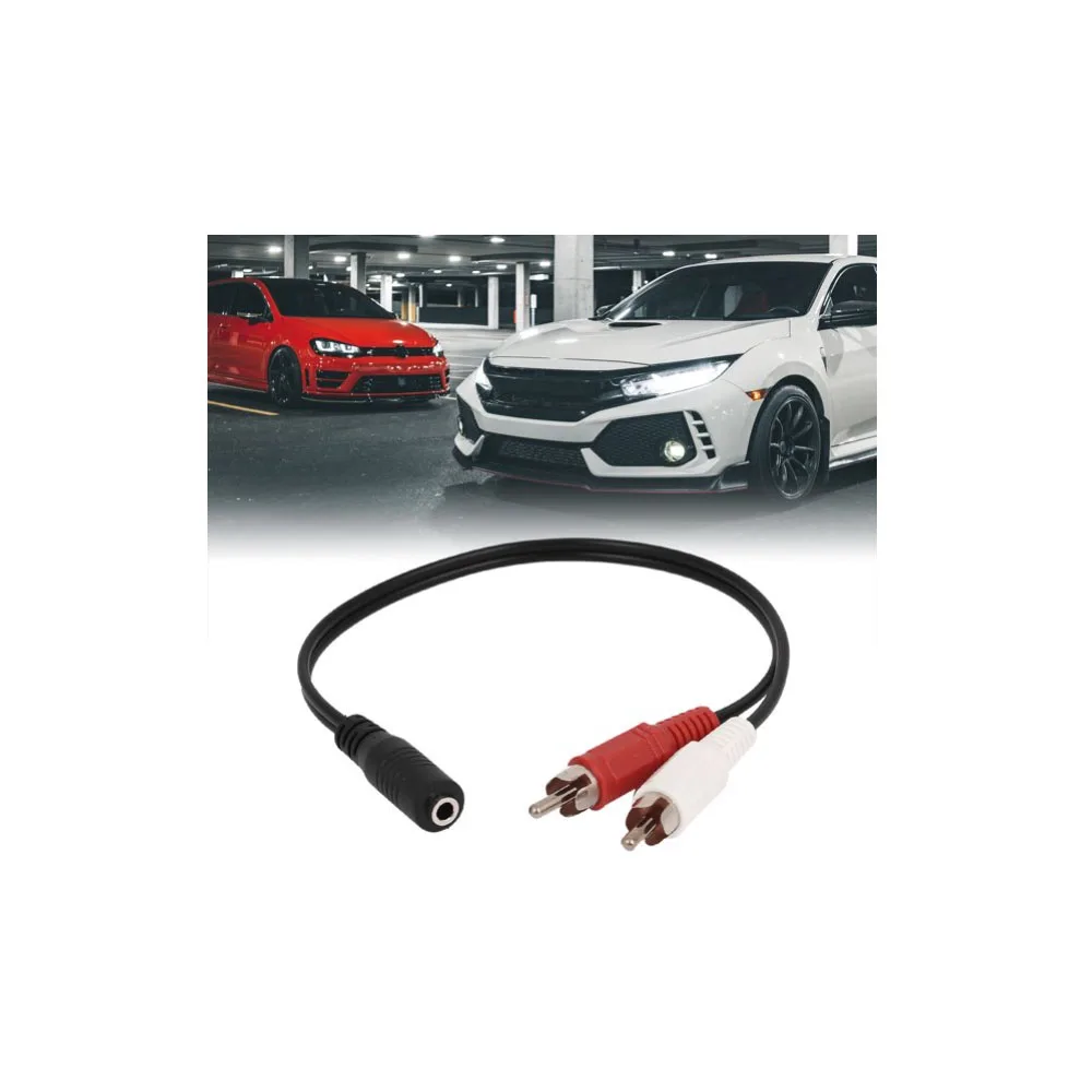 3.5mm Female Stereo to 2 RCA Male AV Audio Aux Cable Cord Adapter