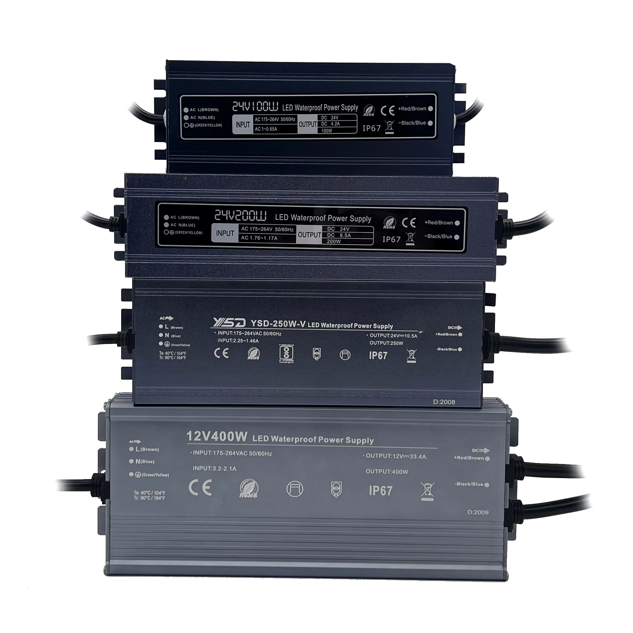 5 Years Warranty Waterproof IP67 12V/24V 60W 100W 200W 300W 500W Plant Lamp Waterproof Driver LED Power Supply