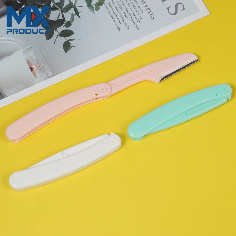 Lameila 3 Pcs Foldable Hair Remover Eyebrow Razor Trimmer Facial Eyebrow Razor Set Stainless Steel Dermaplaning Tool