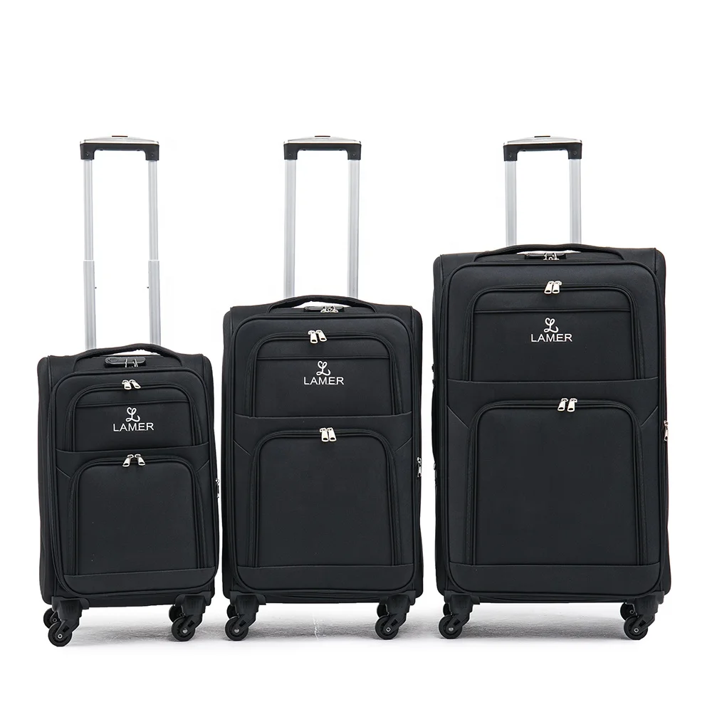 Стандартный размер 3 шт. 20 24 28 дюймов набор чемоданов из мягкой ткани для переноски багажа с 360 градусным спиннером