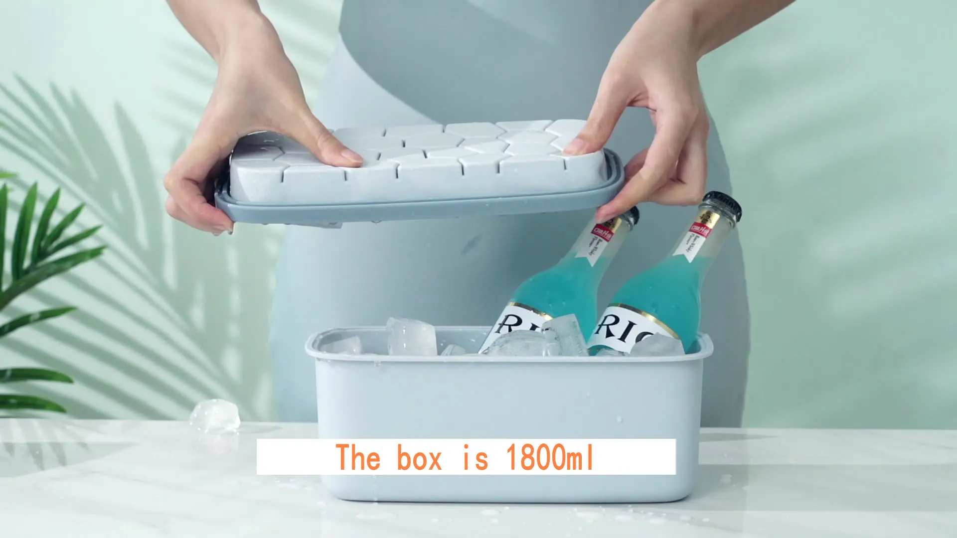 BPA Free Long Big Large Ice Tray Silicone Ice Cube Mold Honeycomb Shaped Designer Silicone Ice Cube Tray With Box Lid And Bin