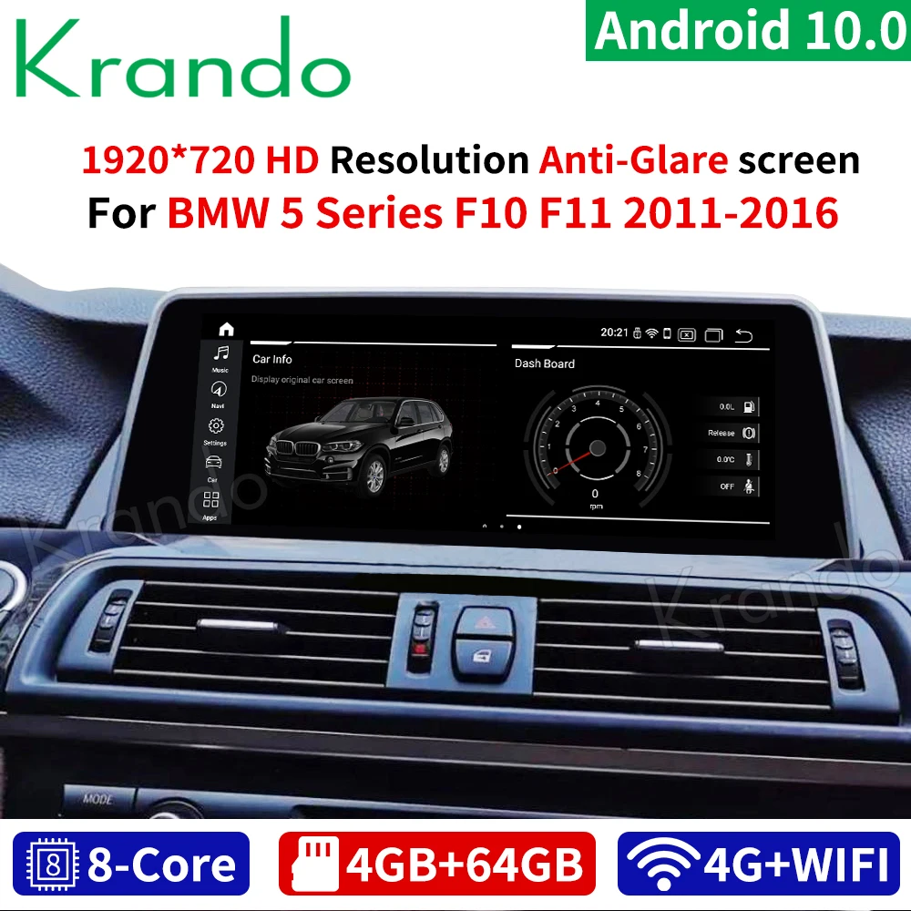  Krando Android 10 0 4 ГБ 64 25 'автомобиля Navi аудио для BMW 5 серия F10 F11 2011-2016 НБТ CIC мультимедийное радио стенд экран