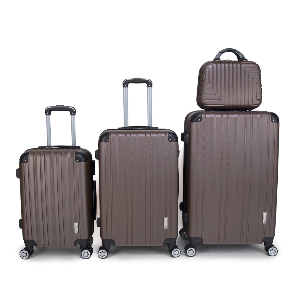 Красочный ABS 5 шт. Набор для путешествий чемодан на колесиках с 12,14 дюймовыми косметическими сумками