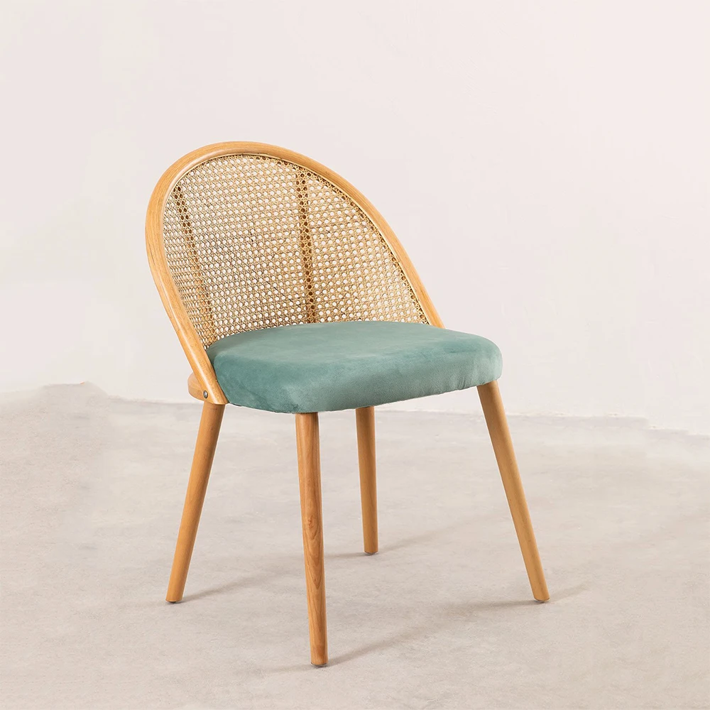 Simple And Stylish Restaurant Furniture Wooden Dining Chair Natural Rattan Chair  New Model Silla Comedor Cane Chair