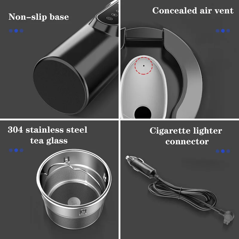 Smart Travel Car Mug Kettle Stainless Steel Vacuum Warmer DC 12V Car Electrical Heating Cup Smart Bottle