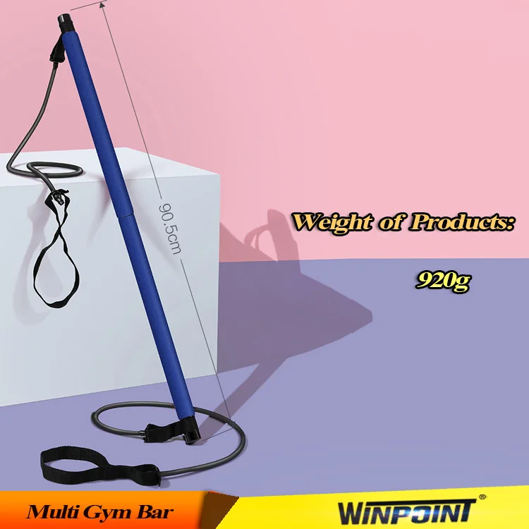 WINPOINT FITNESS hot Popular sleeve latex tube resistance band with bar for Body Fitness Squat