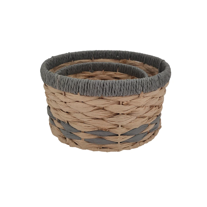 Set Of 2 Paper Rope Storage Basket  For Organizing With Decorative Storage Countertop