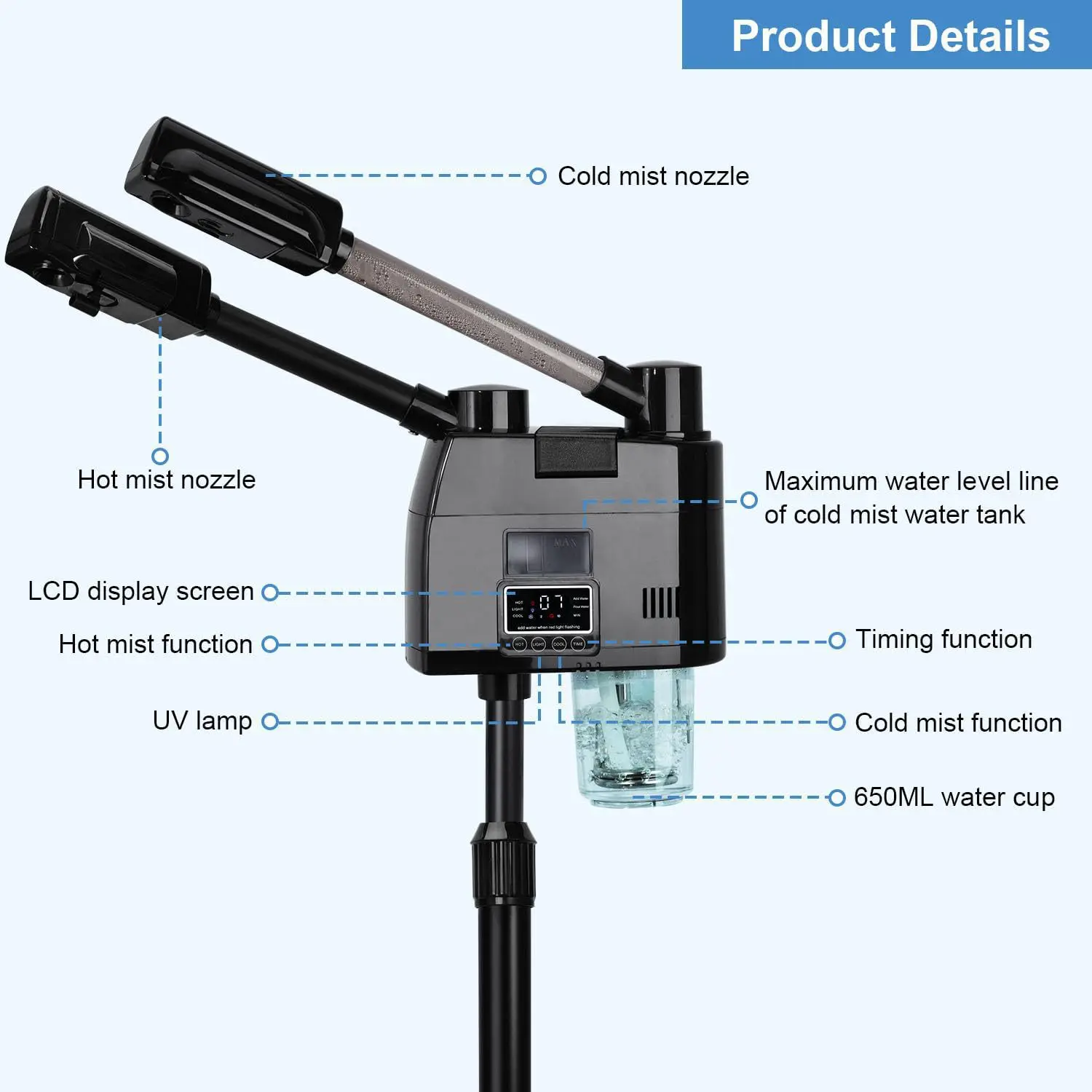 Cold and Hot Facial Steamer Salon Steam Machine for Beauty Salon