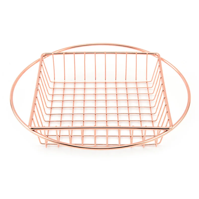 Wholesale Stainless Steel French Fries Basket French Fries Cone Basket Square Metal Gold Fry Basket