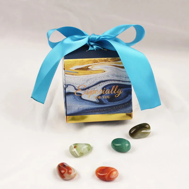 Square Shape Wedding Gift Candy Boxes with Colorful Ribbon for Ceremony for Wedding Party