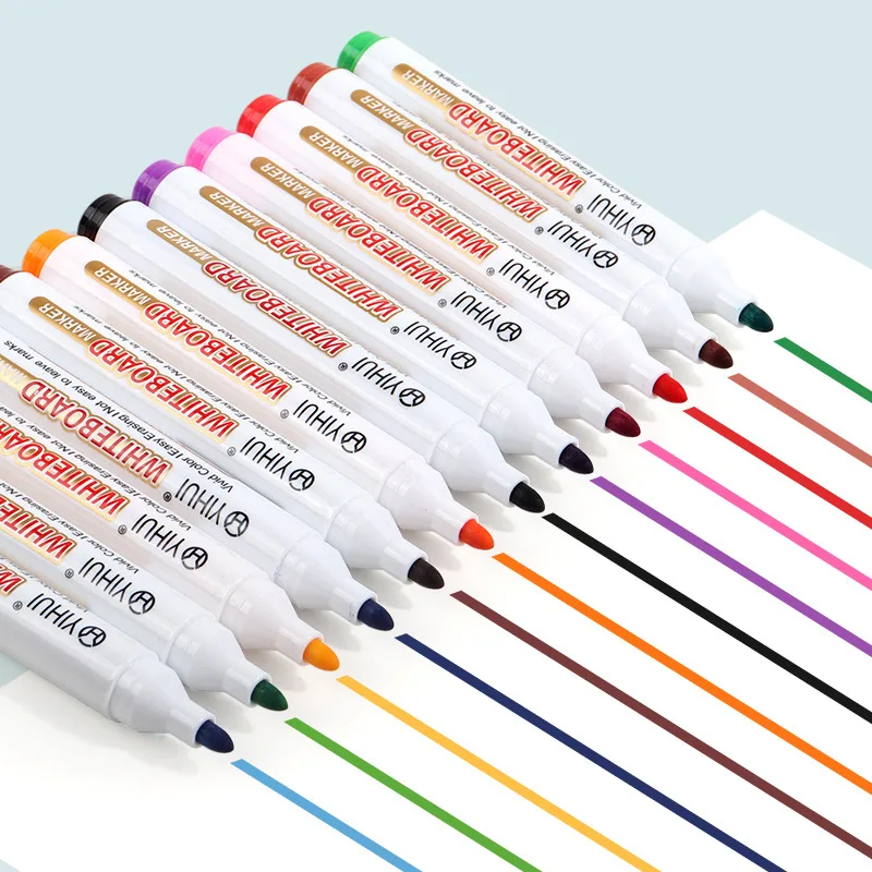 Large capacity 12 color erasable whiteboard pen office writing board thick headed message marker pen