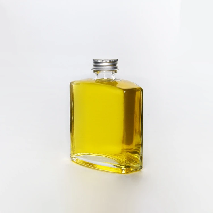 100ml 200ml 250 ML Flat flask  glass juice bottle wholesale juice dispenser glass with aluminum lid glass beverage bottles