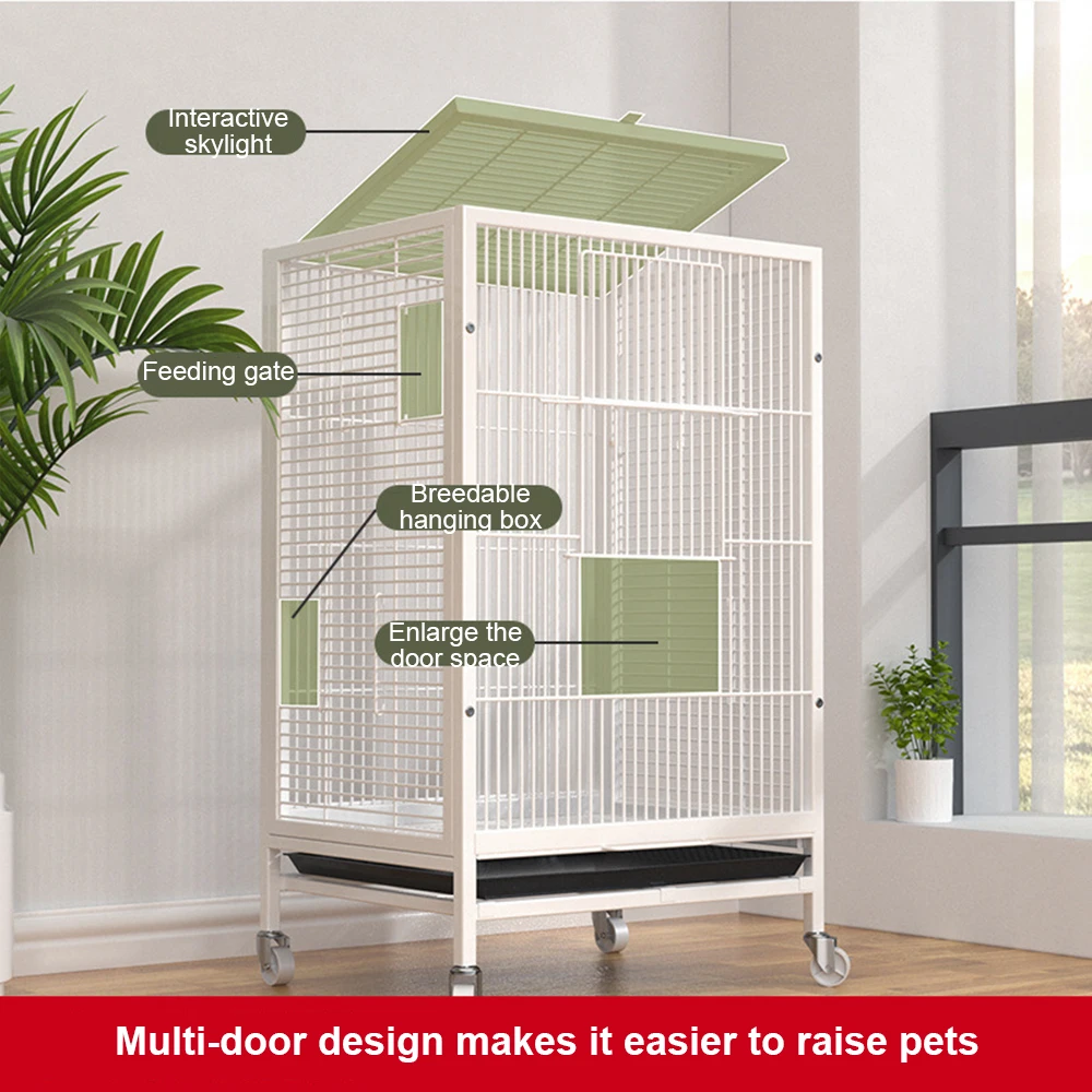Surpass low price hot selling luxury high quality parrot bird large space 4 wheels small animal house metal pet cages