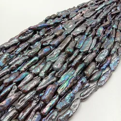 38 cm BIWA freshwater pearl  in strand , wholesale DIY JEWELRY BEADS, diameter  length 20-32 mm, noodle shape ,black color