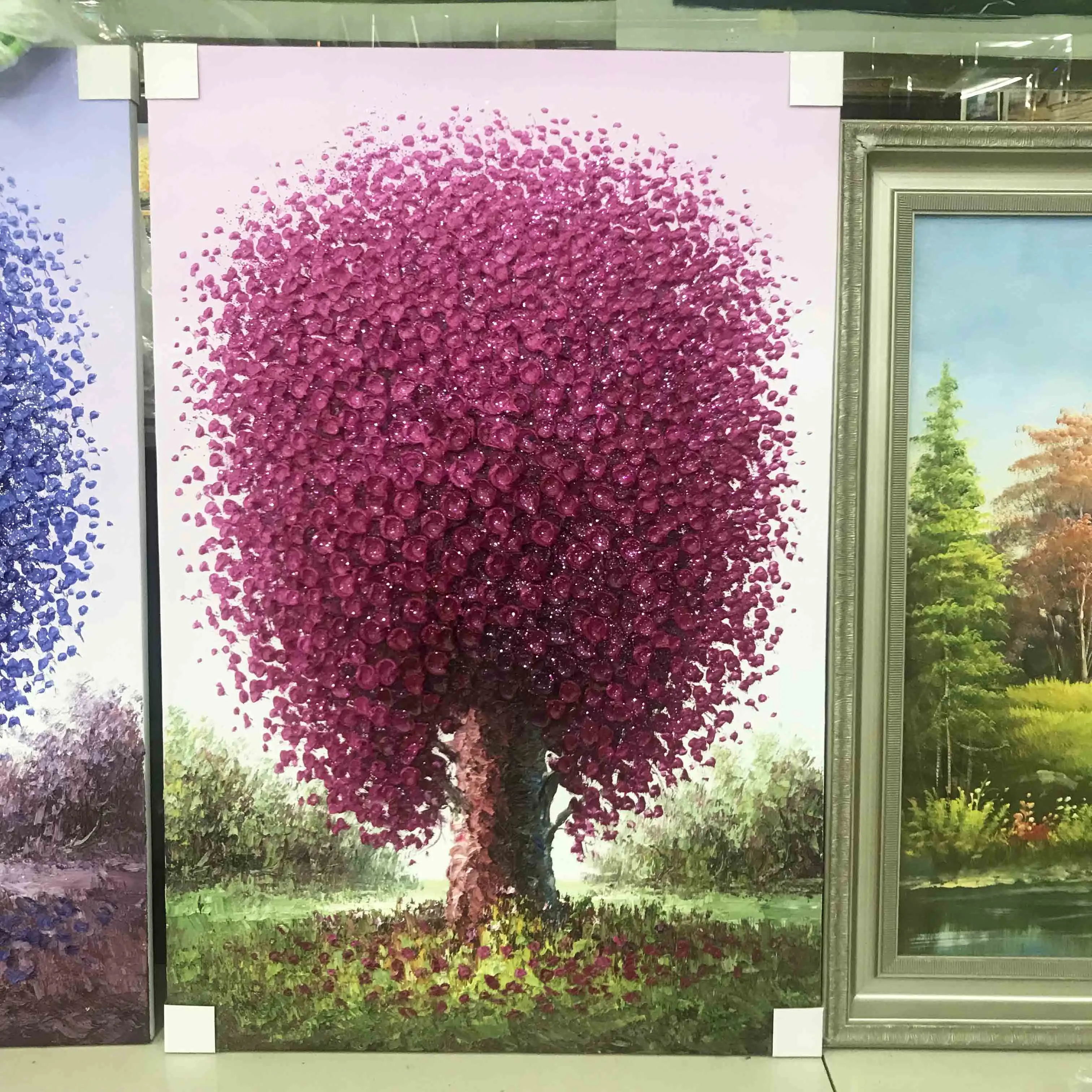 Flower oil painting, Impasto art picture, Frameless picture frame