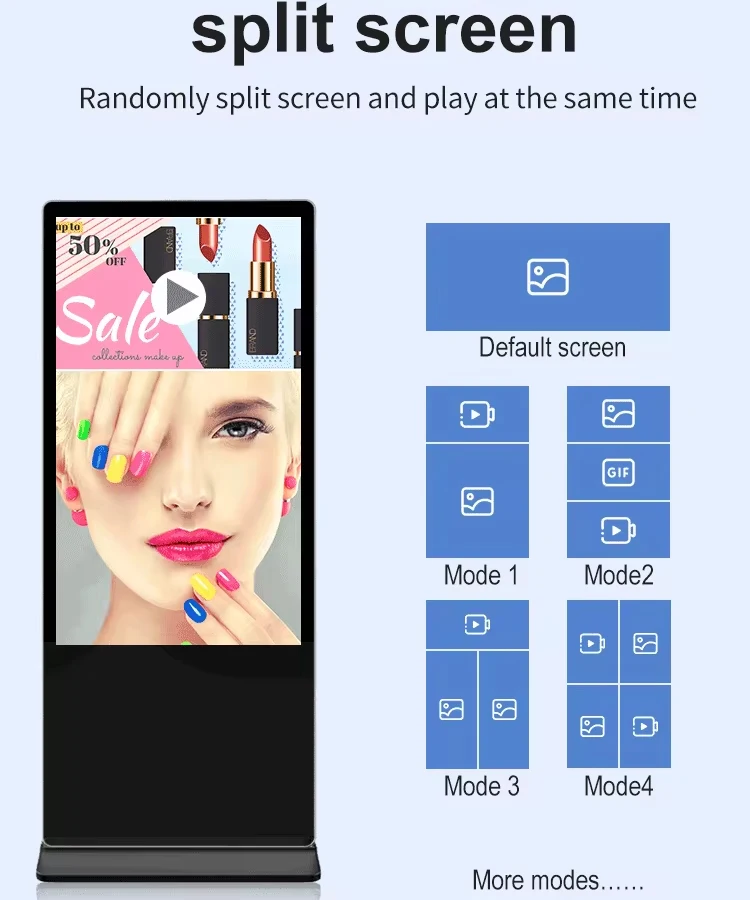 43 49 55 65 86 inch totem digital signage LCD display standing kiosk advertising game equipment