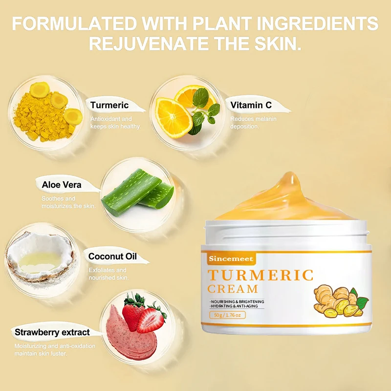 Antiaging Dark Spot Remover Acne Treatment Vitamin C Turmeric Cream Face Moisturising Cream Organics Skin Whitening Cream