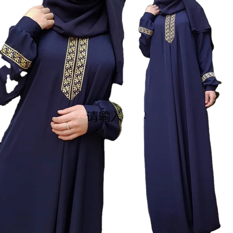 Hot-sale Large Size Printed Kaftan Long Casual Sleeve Plus Size Abaya Jilbab Maxi Muslim Dresses For Women Lady