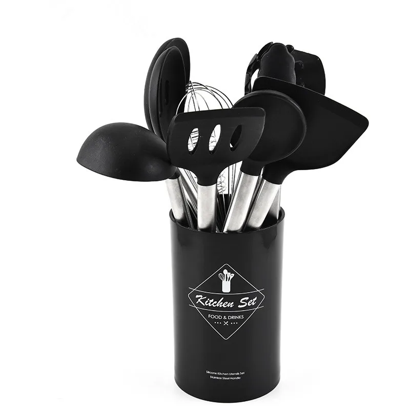 Amazon best selling products 2019 in usa cooking tools stainless steel silicone kitchen utensil set 10pcs with holder gift box