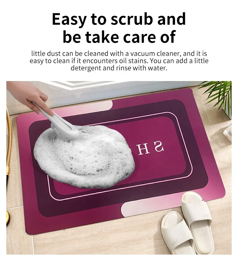 Wholesale Custom Bathroom Anti Slip Absorb Bath Mat Super Absorbent Floor Mat