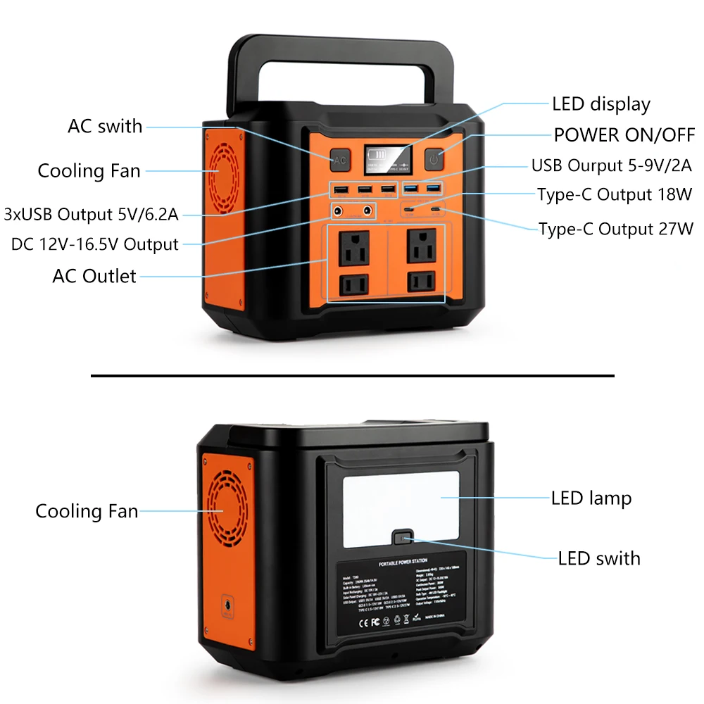 110V 220V Lifepo4 Battery Off Grid Portable Solar Power Generator 300W Portable Power Station