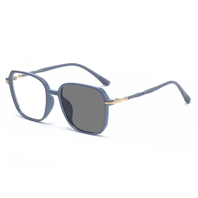 photochromic green lens glasses woman big square patchwork metal pc multicolor frame lunettes photos gray  blue light blocking