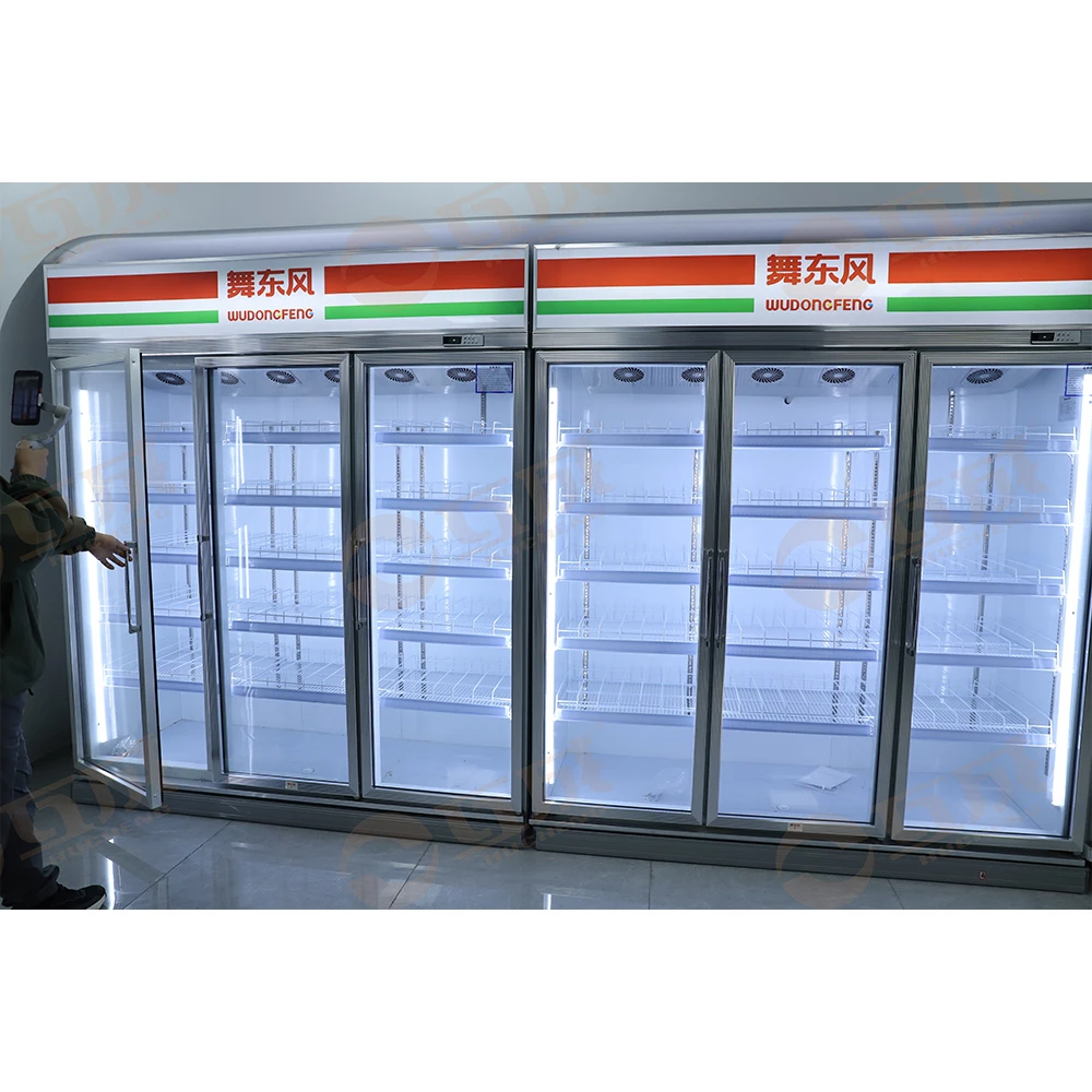 4 Door Big Refrigerator Cooling Beer Beverage Glass Display Cabinet Smart Bar Drink Fridge