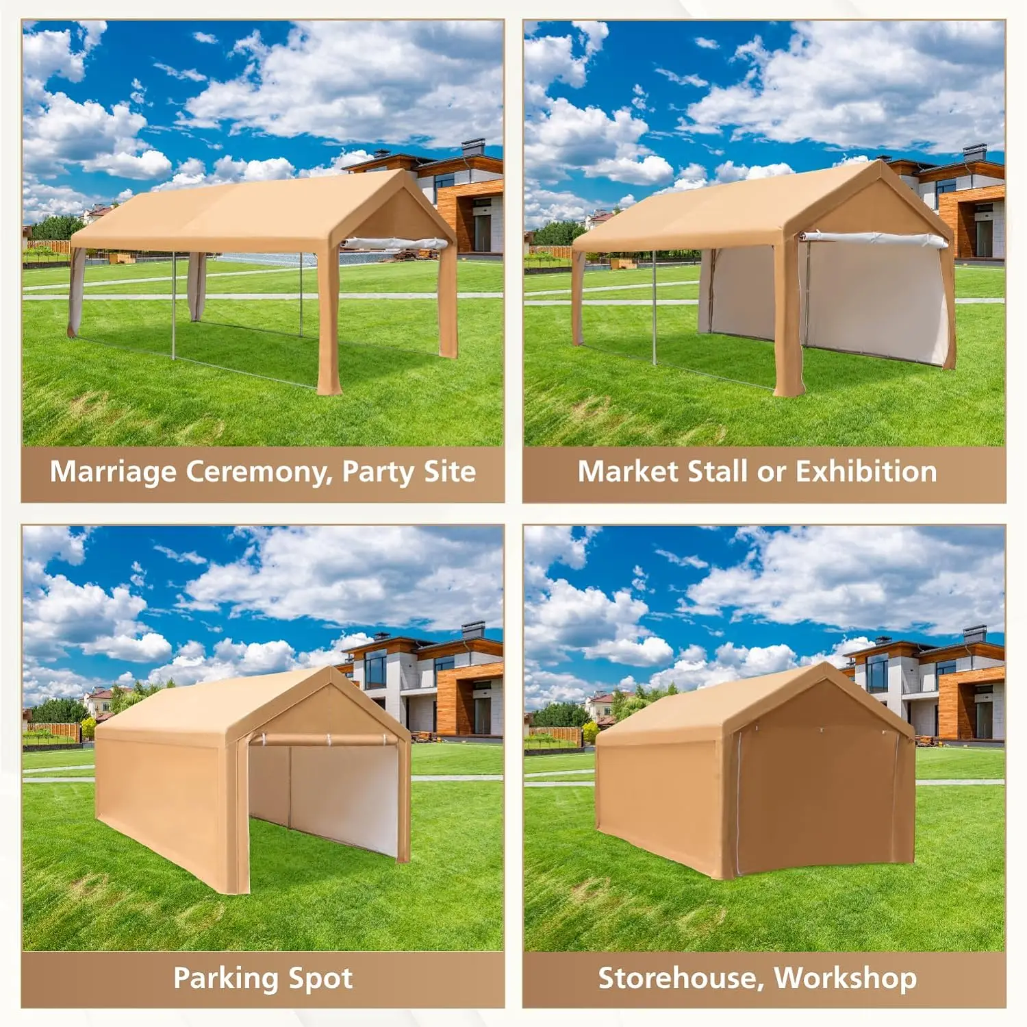 Heavy Duty Reinforced Poly Tarp Waterproof Tarpaulin Canopy Tent Sheet Tarp Portable garage