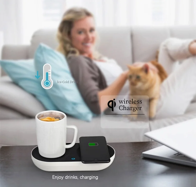 2021 gift items for men :gadgets wireless charging cooling heating cup gift set
