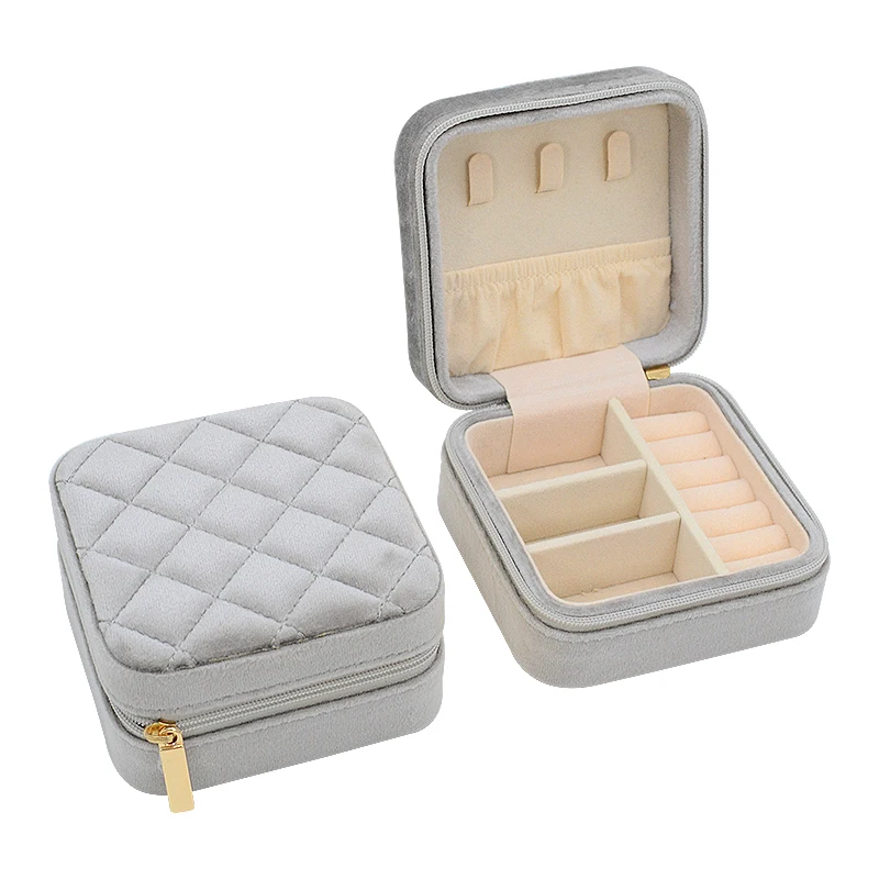 Бархатная Роскошная шкатулка для хранения ювелирных изделий на молнии