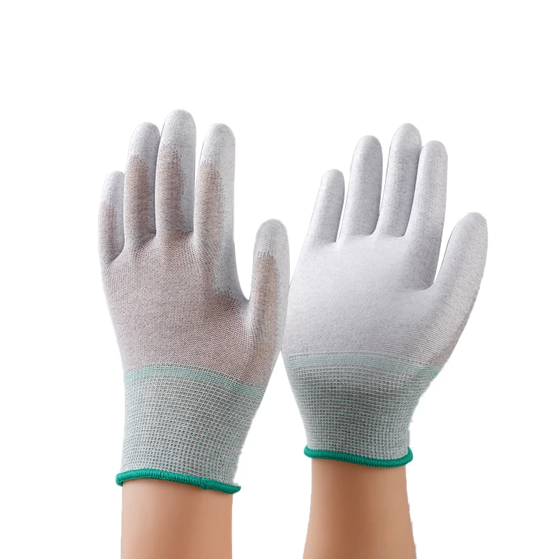 PU coated gloves Carbon fiber Industrial antistatic gloves