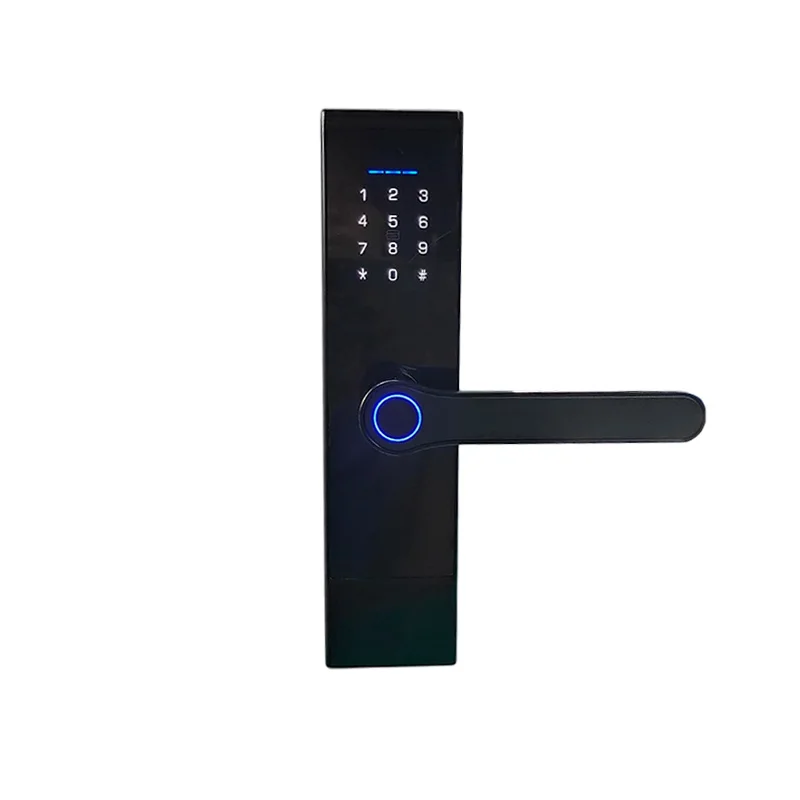 Tuya Wholesale black aluminum alloy anti pry anti-theft fingerprint electronic digital  intelligent door locks with WiFi