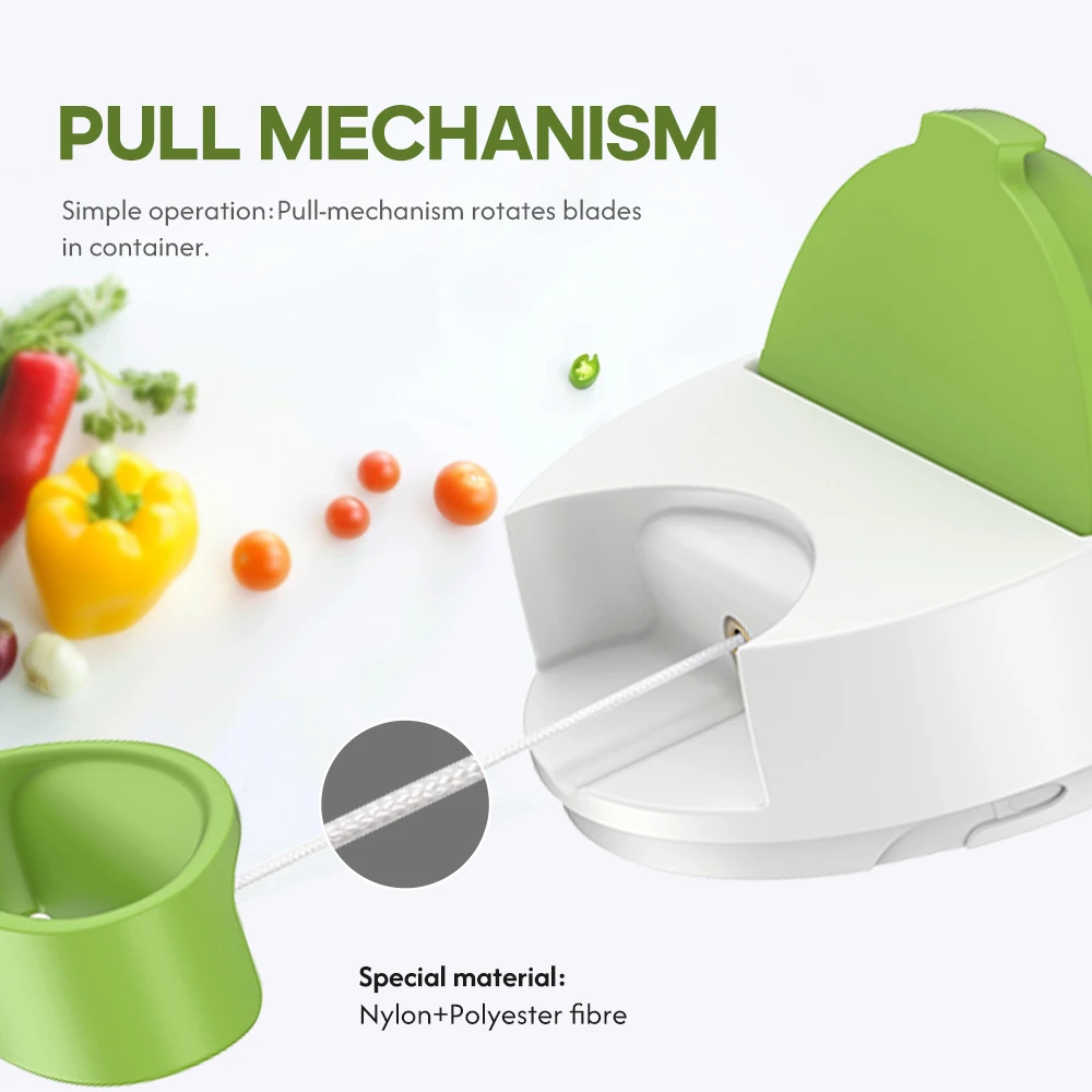 2024 hot selling mini speedy manual Kitchen Gadgets processor meat and Vegetable Fruit grinder Cutter string hand pull Chopper