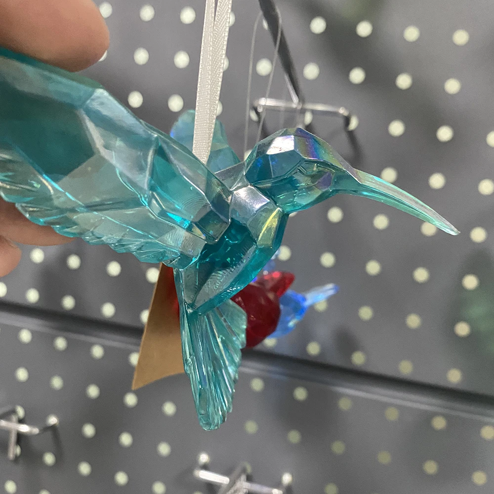 Christmas Bird Ornament Colorful Mini Bird Hanging Xmas Tree Transparent Acrylic Bird Animal Ornament For Party Decor