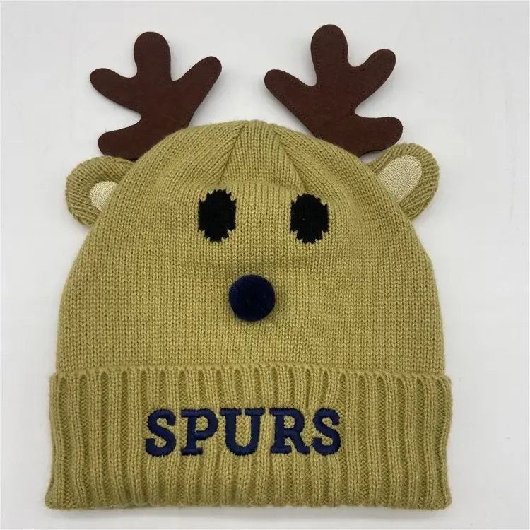 Hot Sale Cuff Beanie Girl Boy Gift Knitted Winter Hat With Pompom Ball Kids Size Promotion Gorro Invierno Thicken Fleece Inside