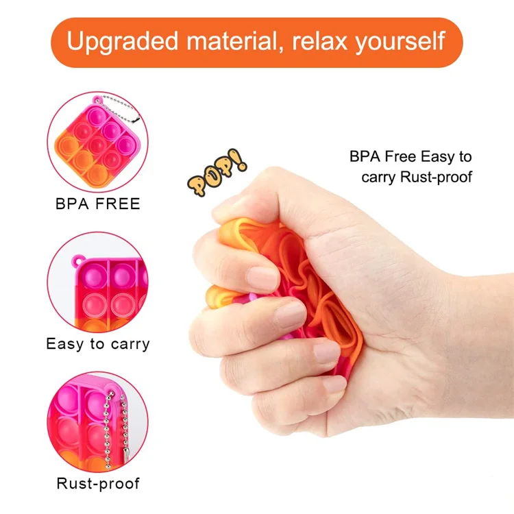 Wholesale Custom Silicone Push Pop Bubble Silicone Fidget Mini Pop It Keychain Sensory Game Toy Keychain