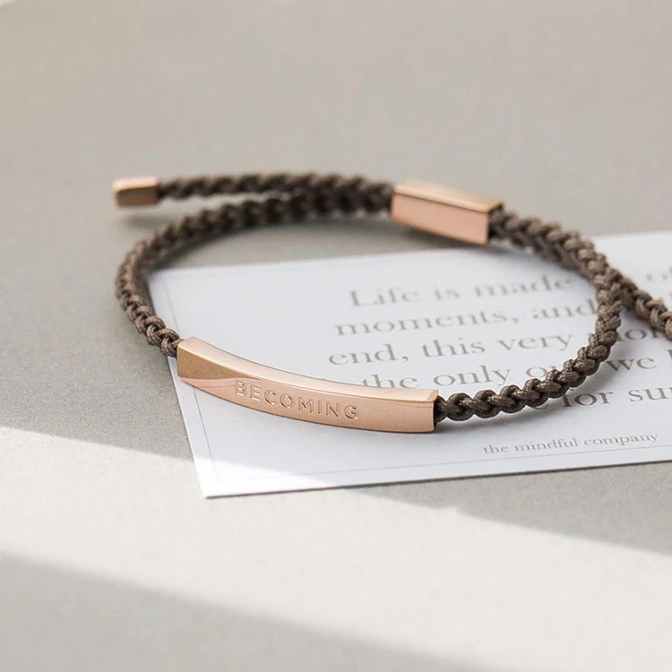 2020 Women Jewelry Stainless Steel Bar Rope Bracelet Popular Personalized Custom Engraved Name Word Message Bracelet For Women