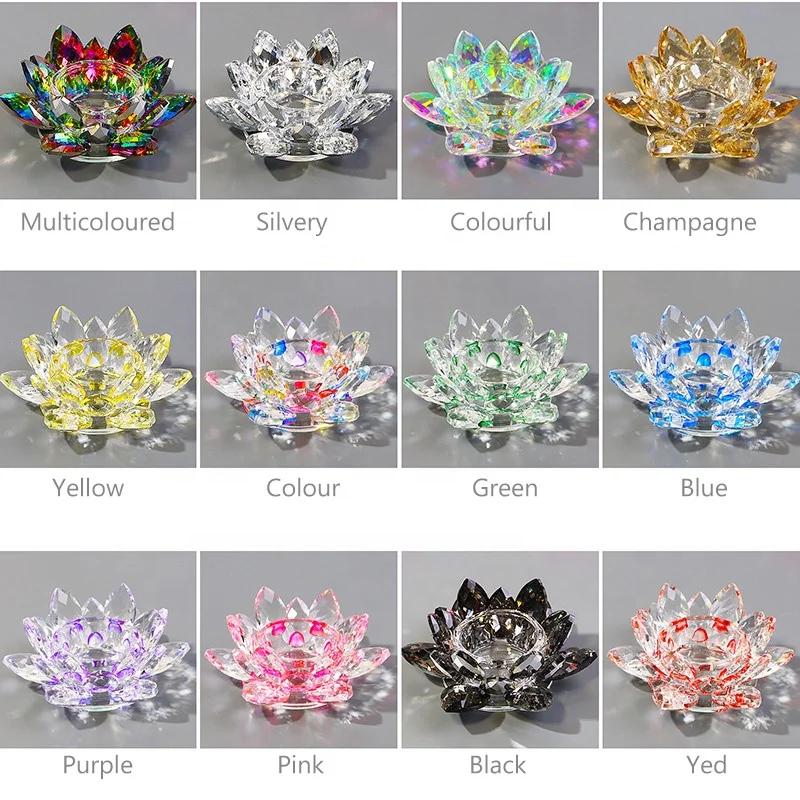 Glass Candle Holder Lotus Flower Lamp Container Crystal Tealight Tea Light Candlestick Jars Wedding Candelabra Nail Liquid Tools