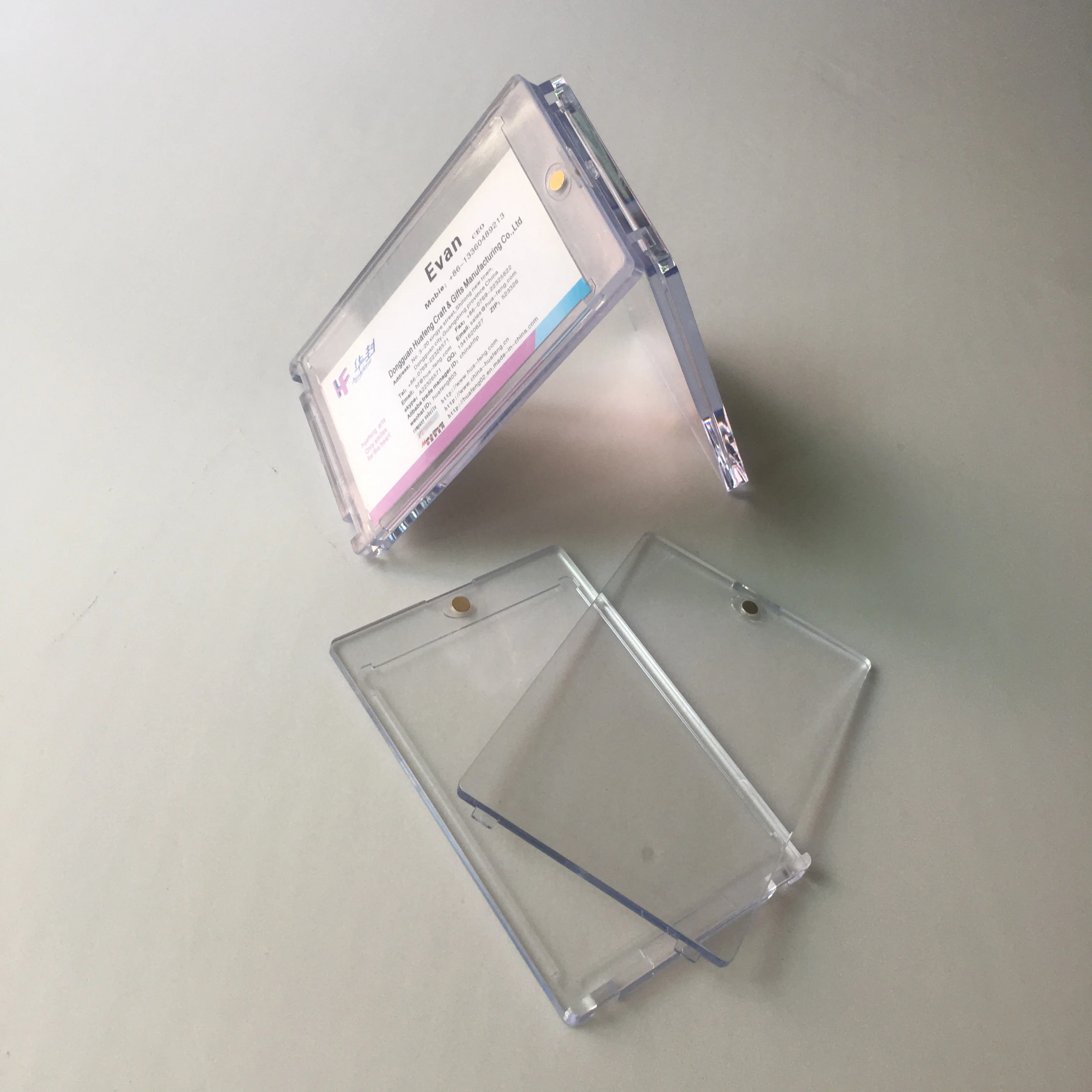 High Quality One Touch Acrylic 35Pt Uv Magnetic Clear Credit Card Case Tranaparent Id Name Card Holder